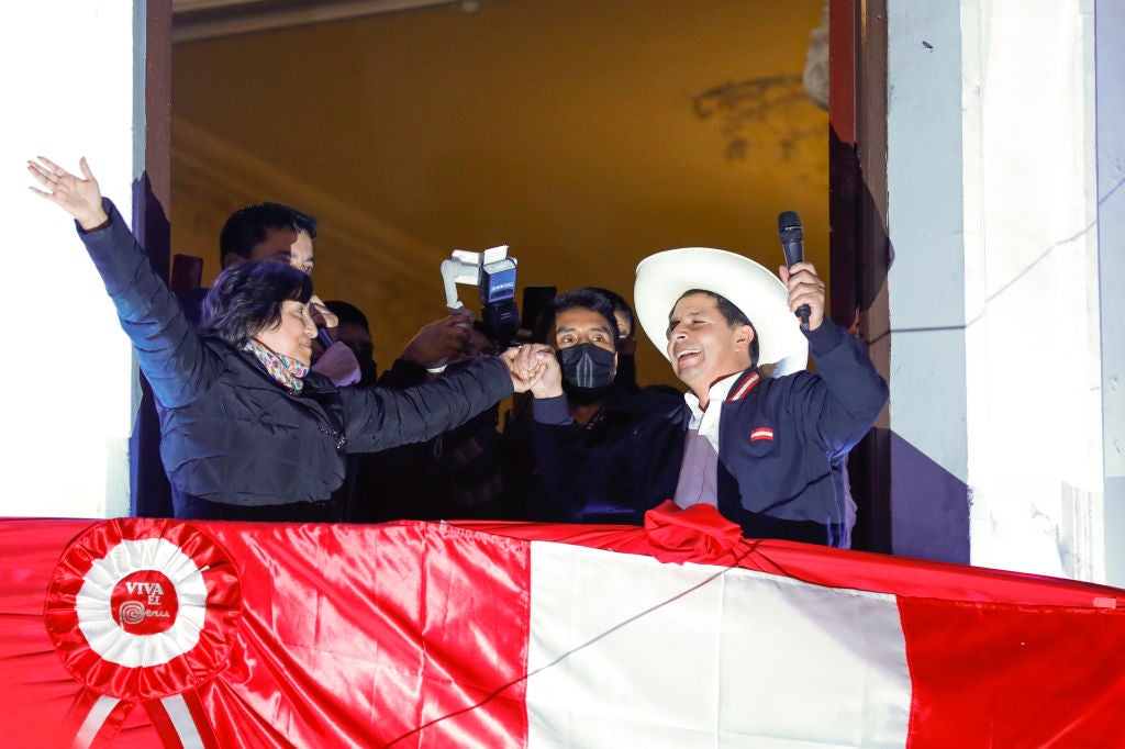 Newly Elected President Pedro Castillo Celebrates Victory After Runoff