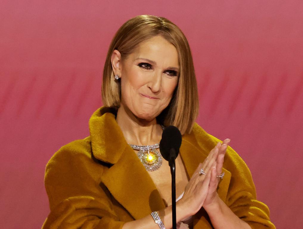 Celine Dion speaks onstage during the 66th GRAMMY Awards