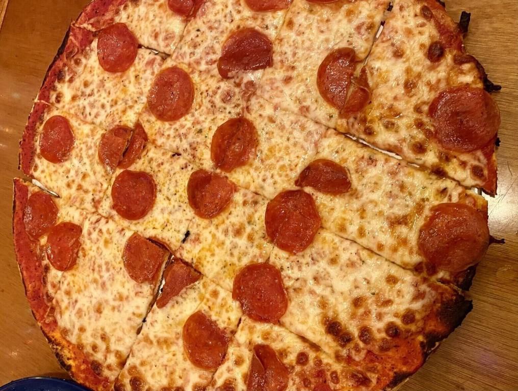 The Best Thin Crust Pizza In Pinellas County? Chicago Jaqx pepperoni thin crust pizza on the table.