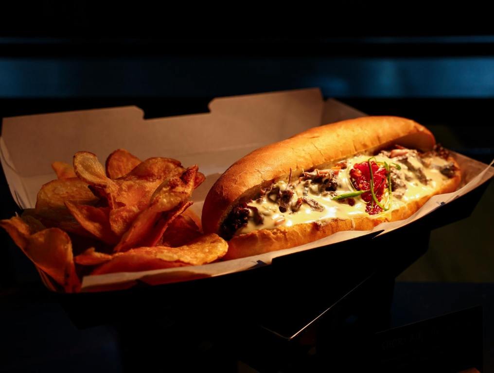 Short Rib Cheesesteak (Braised short rib/caramelized onions/cheese sauce/peppadew pepper relish) 5 Must-Try Foods At Tropicana Field