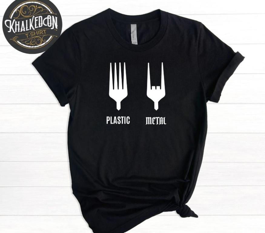 plastic metal fork funny shirt